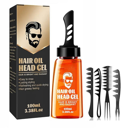 Hair Styling Gel With Comb , Liquid Head Oil Styling Gel for Men