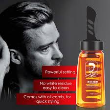 Hair Styling Gel With Comb , Liquid Head Oil Styling Gel for Men